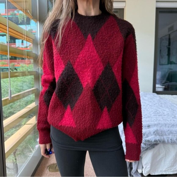 All Saints Red And Black Checkered Sweater - Picture 1 of 6